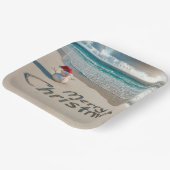 Tropischer Weihnachtsschneemann am Strand Pappteller (Gewinkelt)