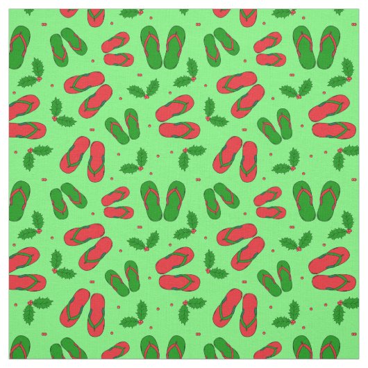 Tropischer Weihnachtsstrand Flip Flops und Holly Stoff (Muster)