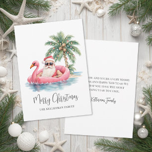 Tropischer Weihnachtsstrand mit Weihnachtsmann Feiertagskarte