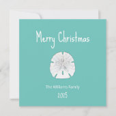 Tropischer Weihnachtsstrand Sand Dollar Aquamarin Feiertagskarte (Vorderseite)