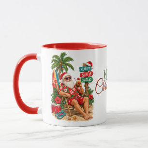 Tropischer Weihnachtsstrand Santa Retro Tropisch Tasse