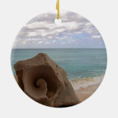 Tropischer WeihnachtsstrandSeashell Keramikornament (Hinten)