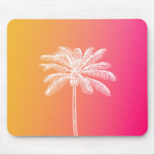 Tropischer weißer Palmenbaum Sonnenuntergang Mousepad