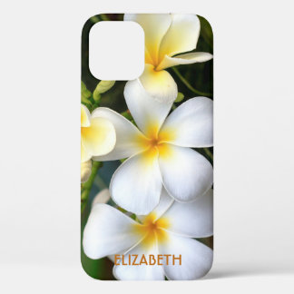 Tropischer weißer Plumeria Floral Name Personalisi Case-Mate iPhone Hülle