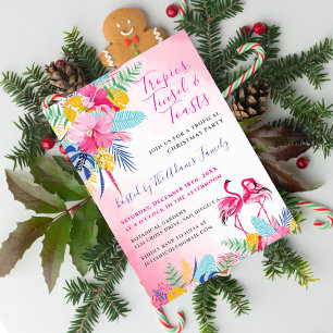 Tropischer Wilder Wald  Flamingo-Weihnachtsfeier Einladung
