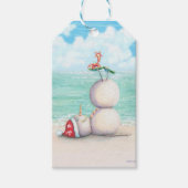 Tropischer Yoga-Schneemann am Strand Geschenkanhänger (Vorderseite)