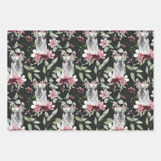 Tropischer Zebra Alpaka-Graurosa Geschenkpapier Set (Vorderseite 3)