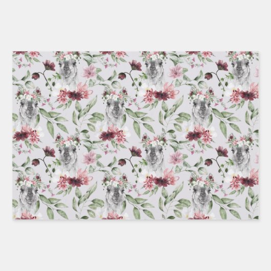 Tropischer Zebra Alpaka-Graurosa Geschenkpapier Set (Vorderseite 2)