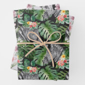 Tropischer Zebra Alpaka-Graurosa Geschenkpapier Set (Beispiel)