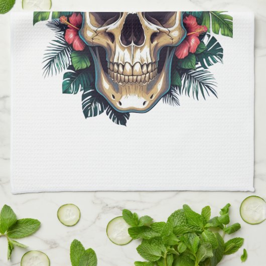 Tropischer Zerfall: Blut und Knochen Geschirrtuch (Gefaltet)