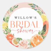 Tropischer Zitrusfrüchte-Brautparty-Gefälligkeit Runder Aufkleber (Vorderseite)