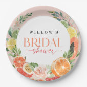 Tropischer Zitrusfrüchte-Brautparty Pappteller (Vorderseite)