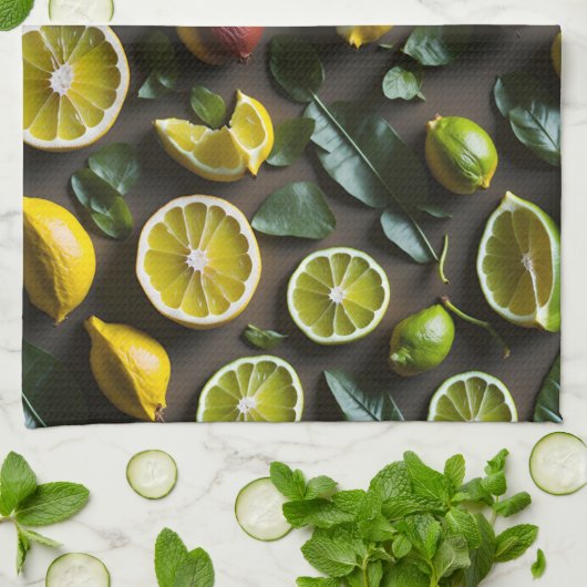 tropischer Zitrusfrüchte Geschirrtuch (Gefaltet)