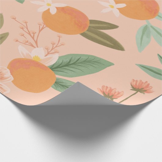 Tropischer Zitrusfrüchtepink Geschenkpapier (Ecke)