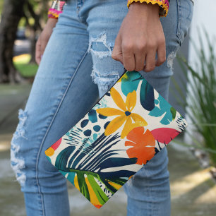 Tropisches Abstraktes Muster Zippered Pouch Zubehörtasche