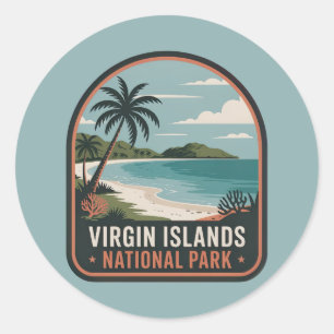 Tropisches Abzeichen des Virgin Islands National P Runder Aufkleber