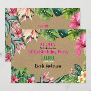 Tropisches Aloha-Blumen-Luau-Kraft-Geburtstagsfeie Einladung