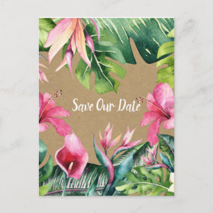 Tropisches Aloha-Blumen-Luau-Kraft Save-the-Date Postkarte