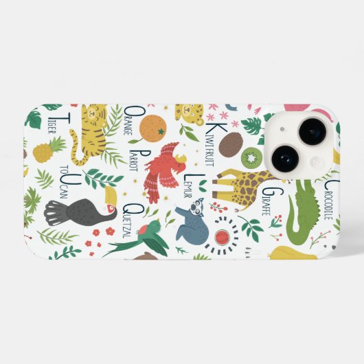 Tropisches Alphabet für Kinder iPhone Hülle (Rückseite (Horizontal))