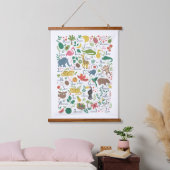 Tropisches Alphabet für Kinder Wandteppich Mit Holzrahmen (Schlafzimmer)
