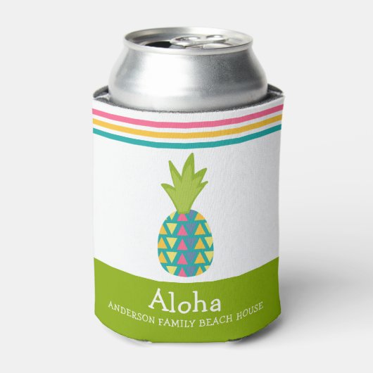 Tropisches Ananas Aloha Beach House Luau Green Dosenkühler (Kanne Vorderseite)