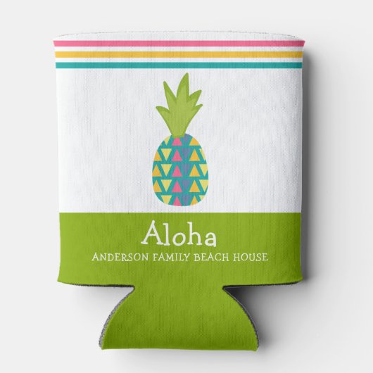 Tropisches Ananas Aloha Beach House Luau Green Dosenkühler (Rückseite)