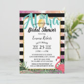 Tropisches Ananas Aloha Flamingo Brautparty Einladung (Stehend Vorderseite)