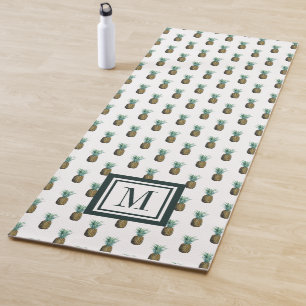 Tropisches Ananas-Aquarell des Monogramm-  Yogamatte