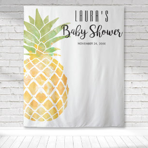 Tropisches Ananas-Aquarell Gelbe Babyparty Wandteppich