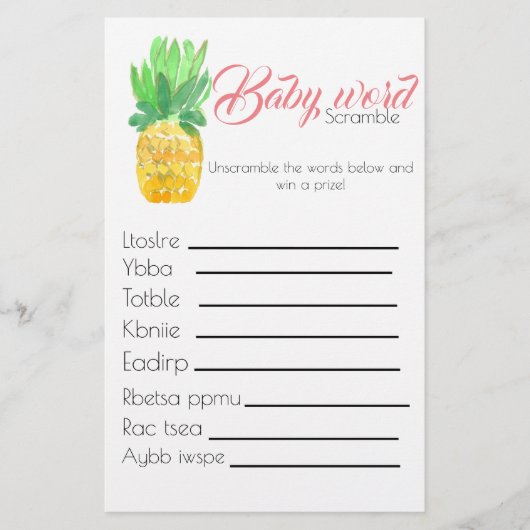 Tropisches Ananas-Baby-Duschspiel Flyer (Vorne)