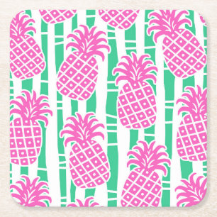 Tropisches Ananas-Bambus Rechteckiger Pappuntersetzer