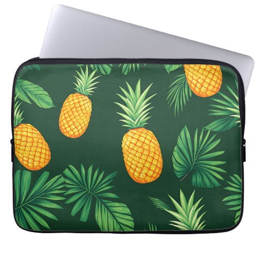 Tropisches Ananas-Blatt-Muster Laptopschutzhülle (Vorderseite)