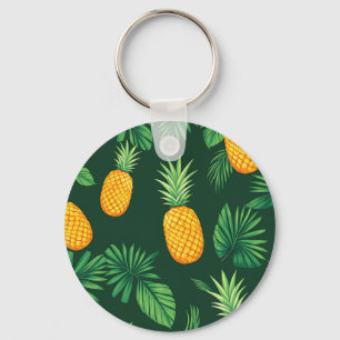 Tropisches Ananas-Blatt-Muster Schlüsselanhänger