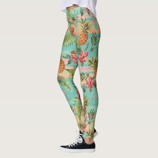 Tropisches Ananas-Früchte Blumenmuster Leggings (Links)