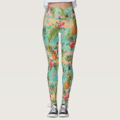 Tropisches Ananas-Früchte Blumenmuster Leggings (Vorderseite)