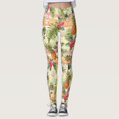 Tropisches Ananas-Früchte Blumenmuster Leggings (Vorderseite)