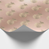 Tropisches Ananas-Früchte Rose Goldpuder Geschenkpapier (Ecke)