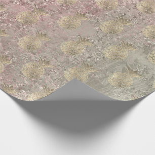 Tropisches Ananas-Früchtegoldgold Elfenbein-Rosa G Geschenkpapier