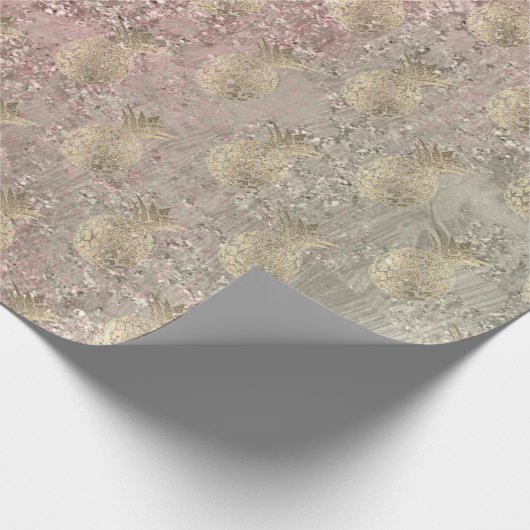 Tropisches Ananas-Früchtegoldgold Elfenbein-Rosa G Geschenkpapier (Ecke)