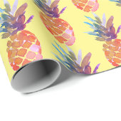 Tropisches Ananas-Gelb Geschenkpapier (Rolleneckpunkt)