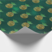 Tropisches Ananas-Gold aus tiefgrünem Glas Geschenkpapier (Ecke)