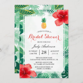 Tropisches Ananas Hawaiianisches Hibiskus Brautpar Einladung