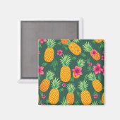 Tropisches Ananas-Hibiskus-Muster Magnet (Vorderseite/Rückseite)