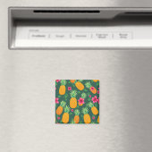 Tropisches Ananas-Hibiskus-Muster Magnet (In Situ (Geschirrspüler))