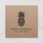 Tropisches Ananas-Logo Minimalistisch Rustikale Kr Quadratische Visitenkarte (Vorderseite)