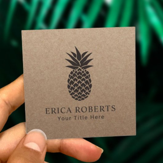 Tropisches Ananas-Logo Minimalistisch Rustikale Kr Quadratische Visitenkarte