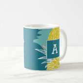 Tropisches Ananas-Monogramm Kaffeetasse (VorderseiteRechts)