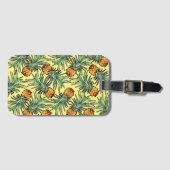 Tropisches Ananas-Muster auf Gelb Gepäckanhänger (Vorderseite (Horizontal))