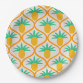 Tropisches Ananas-Muster auf Orangengee Pappteller (Vorderseite)