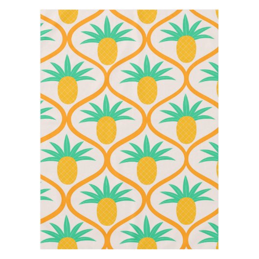 Tropisches Ananas-Muster auf Orangengee Tischdecke (Vorderseite)